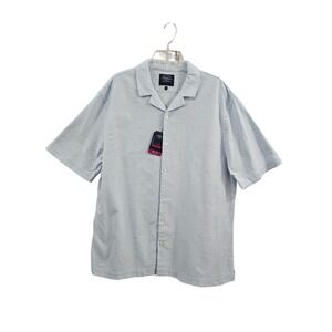 Charles Tyrwhitt Resort Shirt Mens XL Light Blue Cotton Short Sleeve Button Up